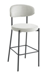 Aspect Furniture Set Of 2 Charlotte Kitchen Stools W Curved Back & Footrest,cream Velvet - thumbnail 5