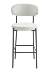 Aspect Furniture Set Of 2 Charlotte Kitchen Stools W Curved Back & Footrest,cream Velvet - thumbnail 4