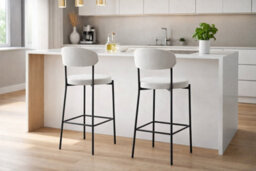 Aspect Furniture Set Of 2 Charlotte Kitchen Stools W Curved Back & Footrest,cream Velvet - thumbnail 2
