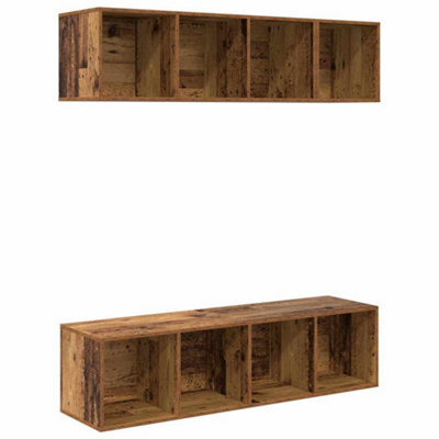 Berkfield Modern Tv Cabinet Set 3 Pcs Old Wood Engineered Wood