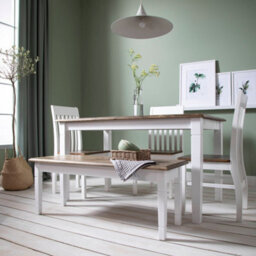Nöa & Nani Noa & Nani Hallway Bench Kitchen Dining Entryway In White And Dark Pine Canterbury 117Cm - thumbnail 5