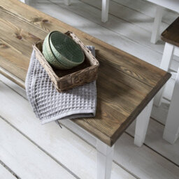 Nöa & Nani Noa & Nani Hallway Bench Kitchen Dining Entryway In White And Dark Pine Canterbury 117Cm - thumbnail 4