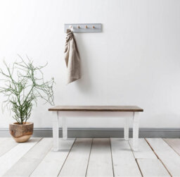 Nöa & Nani Noa & Nani Hallway Bench Kitchen Dining Entryway In White And Dark Pine Canterbury 117Cm - thumbnail 2