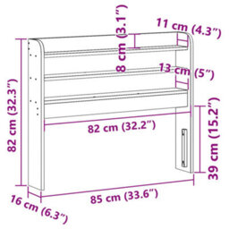 Walplus Headboard With Shelves White 75 Cm Solid Wood Pine - thumbnail 9