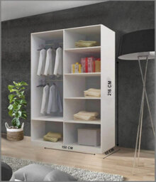 RAC3 Sliding Wardrobe Led Mirror Space Saving Bedroom Wardrobe, Contemporary Bedroom Sliding Wardrobe & Mirror Wardrobe (Grey 150Cm) - thumbnail 2