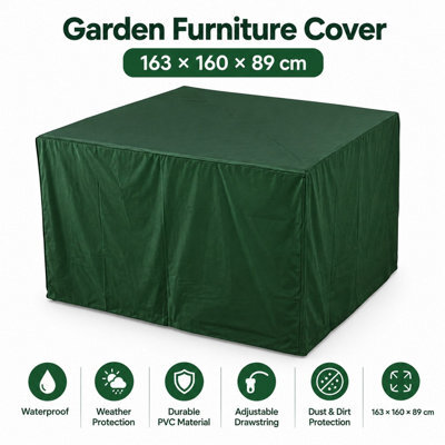 Green Waterproof Garden Furniture Cover L163 X W160 X H89Cm - image 1