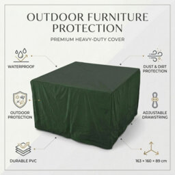 Green Waterproof Garden Furniture Cover L163 X W160 X H89Cm - thumbnail 9