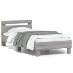 Berkfield Bed Frame Without Mattress With Headboard Grey Sonoma 90X200 Cm - thumbnail 2