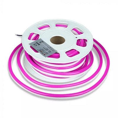 V-Tac Neonp10 Led Neon Rope Light Strip Flexible Pink Ip65 24V (10M/roll) 8W/m