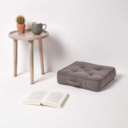 Homescapes Charcoal Grey Rajput Ribbed Cotton Floor Cushion - thumbnail 2