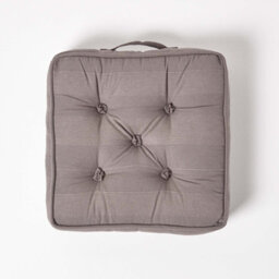 Homescapes Charcoal Grey Rajput Ribbed Cotton Floor Cushion - thumbnail 3
