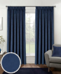 Luxury Enhanced Living Navy Velvet, Supersoft, 100% Blackout, Thermal Curtains With Tape Top (Pair) - 90 X 72 Inch (229X183Cm)