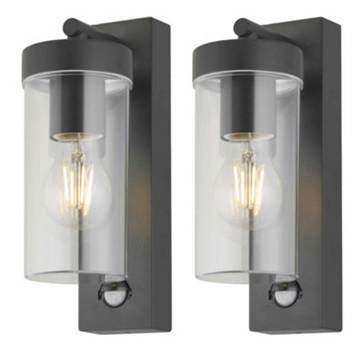 First Choice Lighting Set Of 2 Hadron - Black Outdoor Motion Sensor Ip44 Security Wall Light - image 1