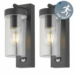 First Choice Lighting Set Of 2 Hadron - Black Outdoor Motion Sensor Ip44 Security Wall Light - thumbnail 2