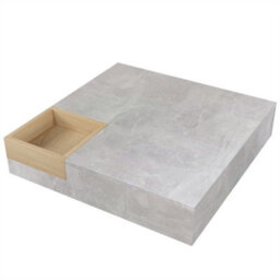 Abrihome Coffee Table, Living Room Table, Side Table With Removable Storage Box, Concrete Gray And Wood Color - thumbnail 4