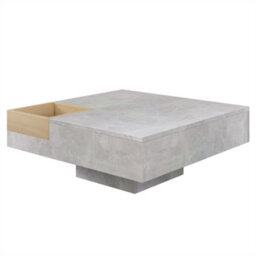 Abrihome Coffee Table, Living Room Table, Side Table With Removable Storage Box, Concrete Gray And Wood Color - thumbnail 3