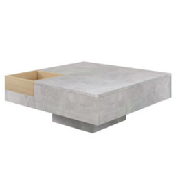 Abrihome Coffee Table, Living Room Table, Side Table With Removable Storage Box, Concrete Gray And Wood Color - thumbnail 2