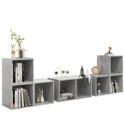 Berkfield 6 Piece Tv Cabinet Set Concrete Grey Engineered Wood - thumbnail 3