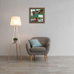 AK Frames 12X12 Walnut Modern Multi Photo Frame With Emerald Mount - Holds 4 Apertures (4X) 6X4 Photos - thumbnail 3