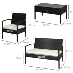 Chilli Seating Casa 4 Piece Rattan Garden Furniture Set - thumbnail 3