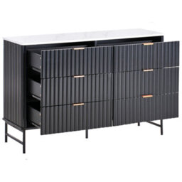 Beliani 6 Drawer Chest Glastonbury Marble/ Black - thumbnail 4
