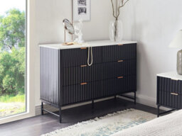 Beliani 6 Drawer Chest Glastonbury Marble/ Black - thumbnail 2