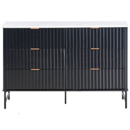 Beliani 6 Drawer Chest Glastonbury Marble/ Black - thumbnail 5
