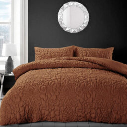 Velosso Orange Alini Quilted Duvet Cover And Pillowcase Set Single