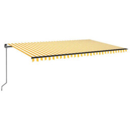 Berkfield Manual Retractable Awning With Led 500X350 Cm Yellow And White - thumbnail 2