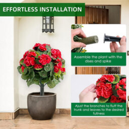 London Boutique Red 55Cm Artificial Topiary Ball Trees Set Of 2, Uv Resistant Faux Plants For Patio Garden Decor - thumbnail 5