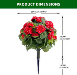 London Boutique Red 55Cm Artificial Topiary Ball Trees Set Of 2, Uv Resistant Faux Plants For Patio Garden Decor - thumbnail 2