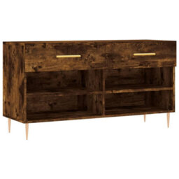 Berkfield Industrial Shoe Bench Smoked Oak 102X35X55 Cm Engineered Wood - thumbnail 1