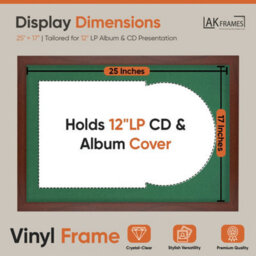 "AK Frames 25X17"" Rose Wood Modern Vinyl Record Frame With Emerald Mount For 12 Inch Lp Cover & Disc - Overlapped Design" - thumbnail 2
