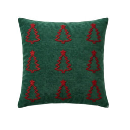 Amorly Green Red Christmas Tree Embroidered Throw Pillow Cover 45X45Cm Holiday Cushion Case Without Insert - thumbnail 1