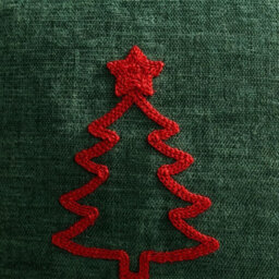 Amorly Green Red Christmas Tree Embroidered Throw Pillow Cover 45X45Cm Holiday Cushion Case Without Insert - thumbnail 5
