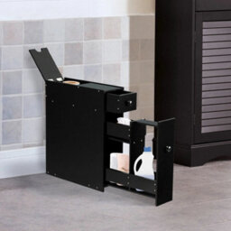 Free Standing Slim Floor Cabinet Narrow Wooden Storage With Drawers Bathroom - thumbnail 4