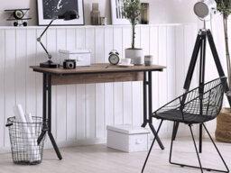 Beliani Home Office Desk Creek Dark Brown 120 Cm 48 Cm - thumbnail 2