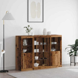 Berkfield Sideboard With Led Lights Old Wood 142.5X37X100 Cm Engineered Wood - thumbnail 1