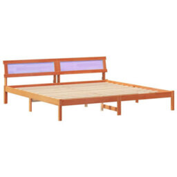 Berkfield Modern With Led Strip Lights With Headboard Brown 200 X 200 Cm Wood - thumbnail 1