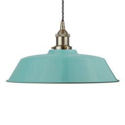 Duck Egg Blue Chancery Painted Dome Pendant Light With Brushed Chrome Lamp Holder And Grey Twisted Cable - Se Home