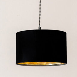 Valuelights Reni Black & Gold Drum Shade 3 Drop Bar Matte Black Diner Ceiling Pendant Light - thumbnail 3