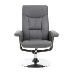 Orsina Functional Grey Leather Effect Recliner, Comfortable Retro Recliner For Livingroom, Modern Swivel Recliner - thumbnail 5
