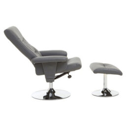 Orsina Functional Grey Leather Effect Recliner, Comfortable Retro Recliner For Livingroom, Modern Swivel Recliner - thumbnail 3