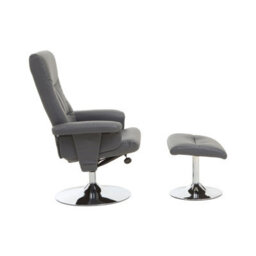 Orsina Functional Grey Leather Effect Recliner, Comfortable Retro Recliner For Livingroom, Modern Swivel Recliner - thumbnail 2