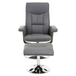 Orsina Functional Grey Leather Effect Recliner, Comfortable Retro Recliner For Livingroom, Modern Swivel Recliner - thumbnail 6