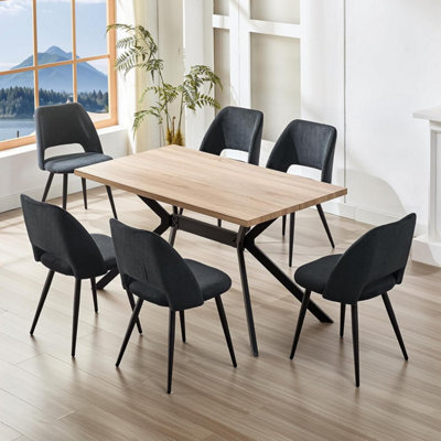 Longtoo Set Of 6 Dining Chairs, Velvet Upholstery, Separate Legs, Black - image 1