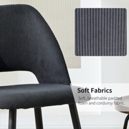 Longtoo Set Of 6 Dining Chairs, Velvet Upholstery, Separate Legs, Black - thumbnail 4
