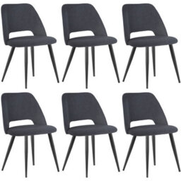 Longtoo Set Of 6 Dining Chairs, Velvet Upholstery, Separate Legs, Black - thumbnail 2