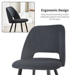 Longtoo Set Of 6 Dining Chairs, Velvet Upholstery, Separate Legs, Black - thumbnail 5