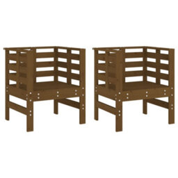 Berkfield Garden Chairs 2 Pcs Honey Brown 61.5X53X71 Cm Solid Wood Pine - thumbnail 2